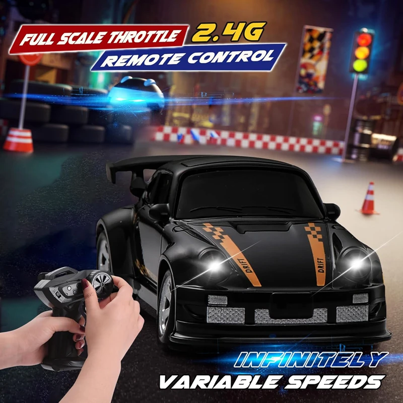 Oike 1/64 or 1/43 Mini Drift RC Car 4WD Remote Control Racing Vehicle with LED Light Radio Controlled High Speed Car Desktop Toy