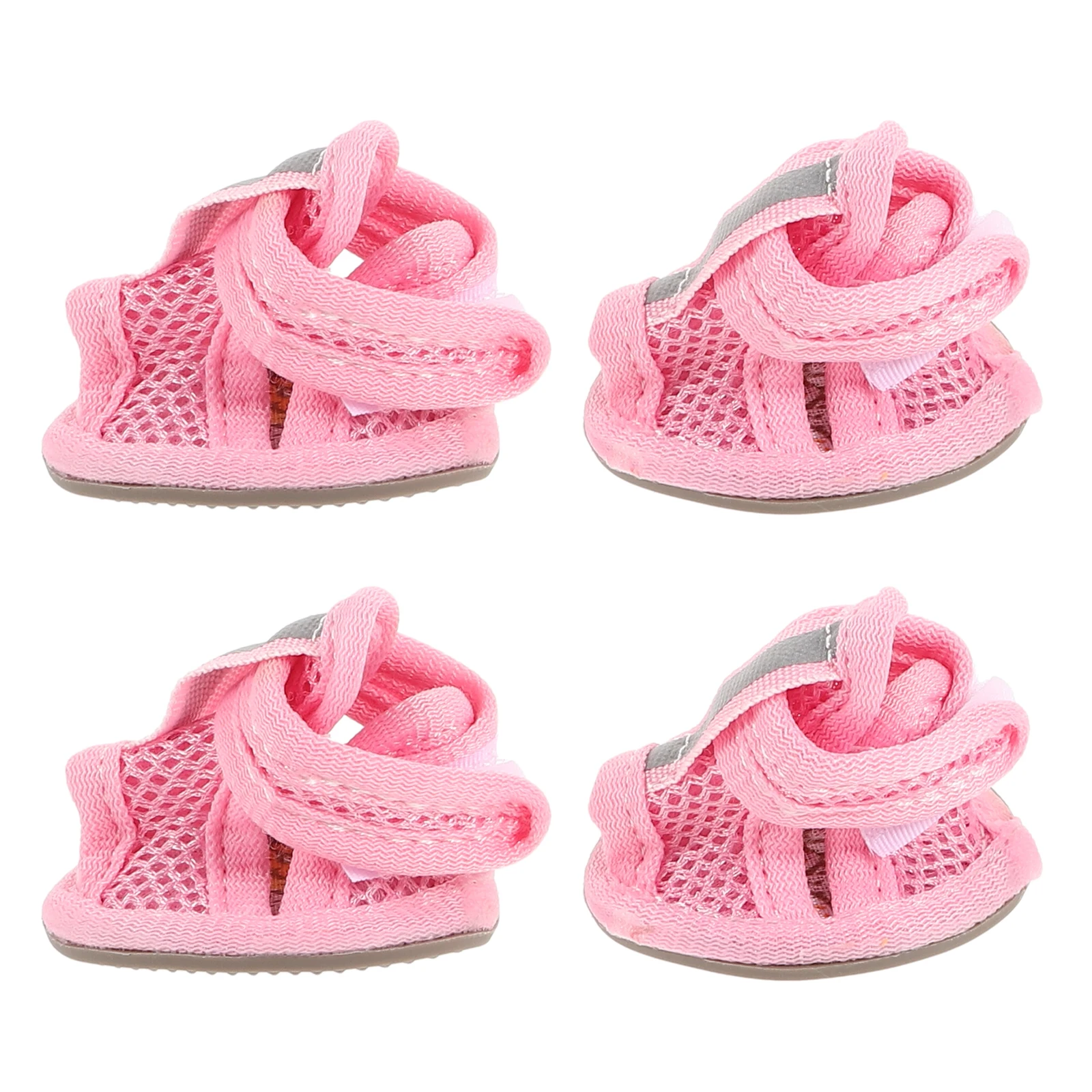 

4 Pcs While Sandals Pet Breathable Mesh Dog Shoes Puppy Anti-slip Paw Booties Pink for Summer Baby