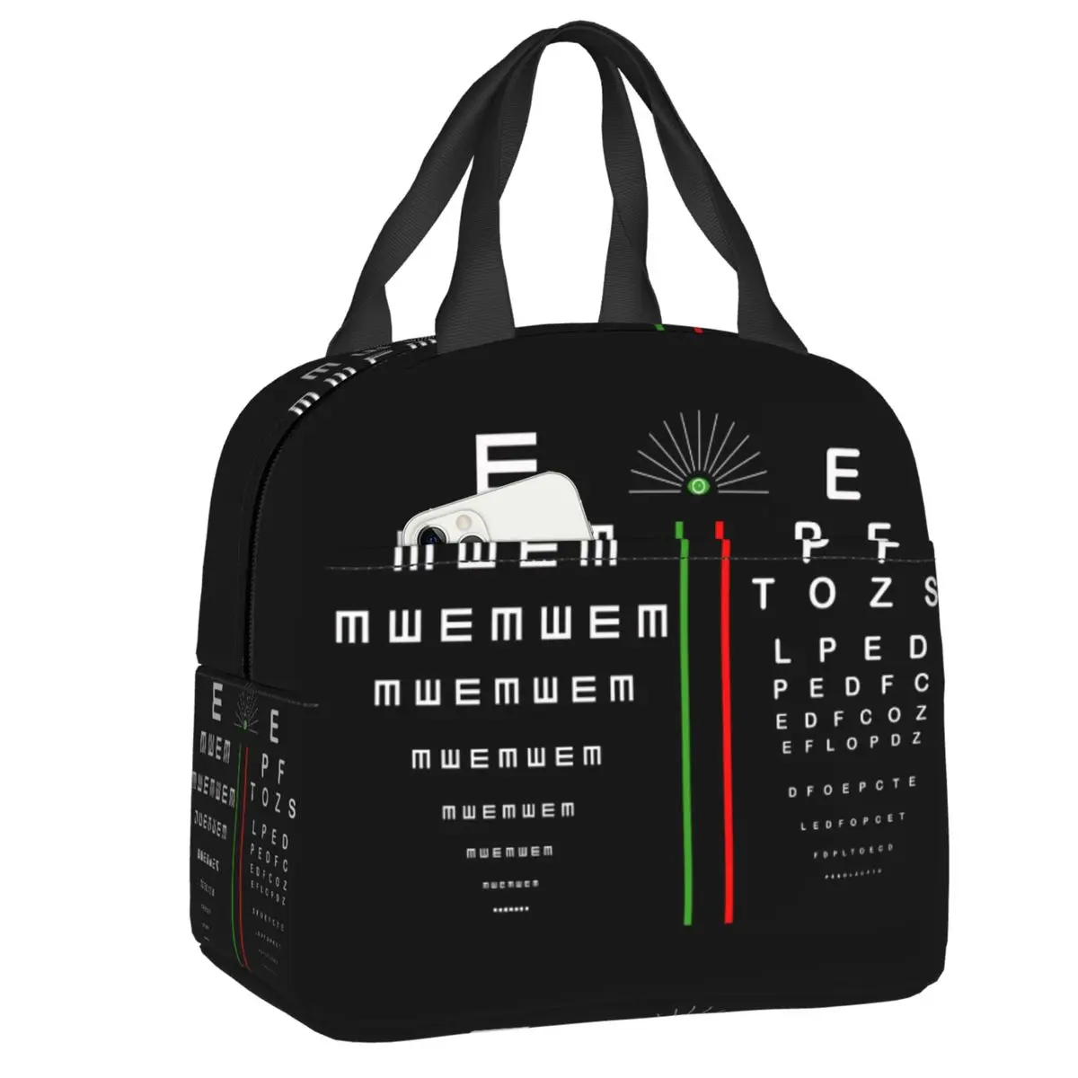 

Custom Snellen Eye Chart Insulated Lunch Bags for Work School Waterproof Cooler Thermal Lunch Box Women Kids