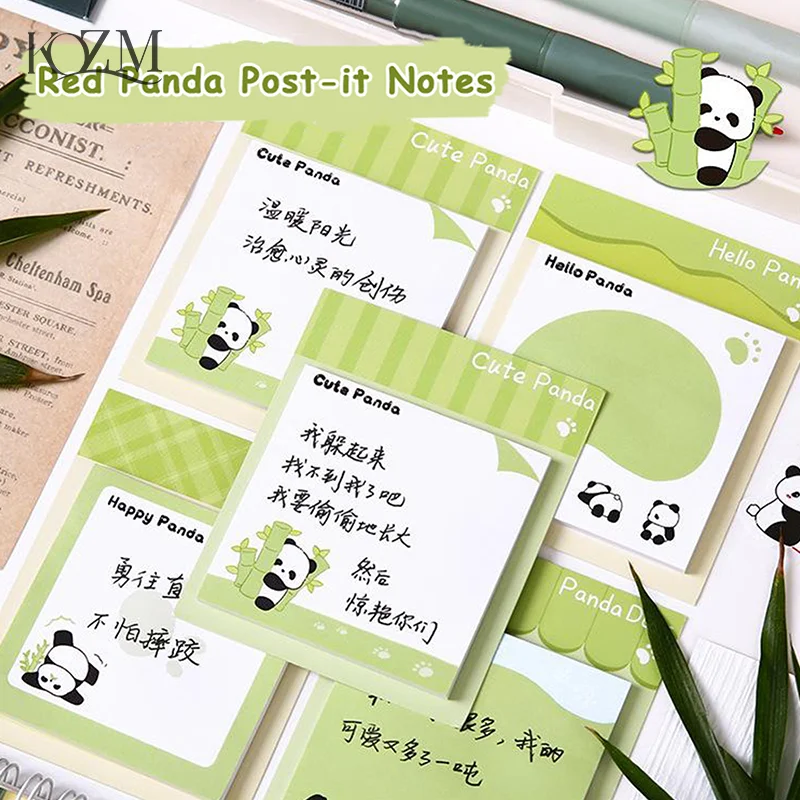 30Pcs Cartoon Cute Panda-Themed Self-adhesive Sticky Note Creative Fashion Trend Note Paper School Supplies Stationery Gifts