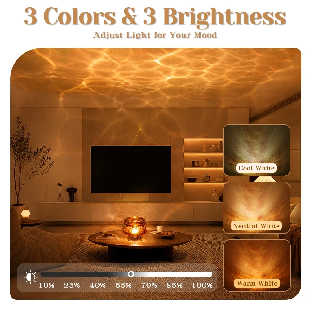 HPH Amber Ripple Table Lamp Bauhaus Remote Control Ambient Light 3 Color Temperatures Night Light for Bedroom Decor Lava lamp