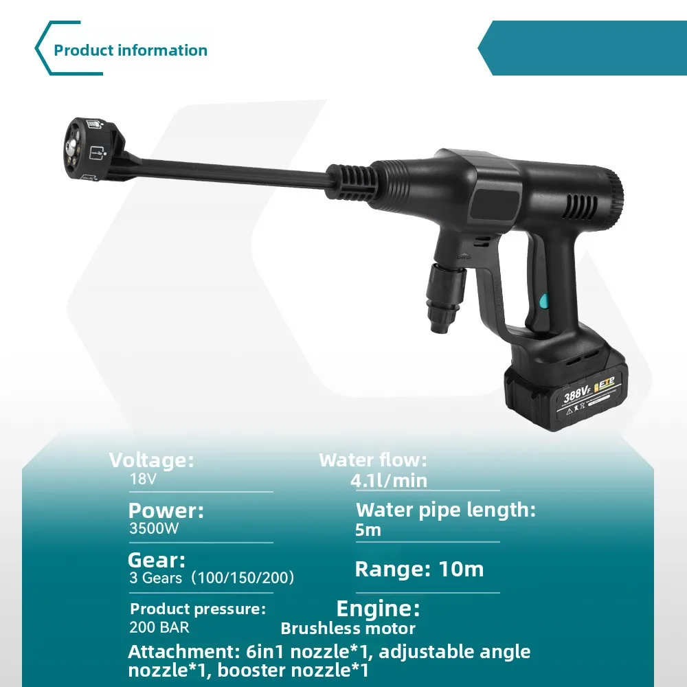 Мощная беспроводная автомойка по индивидуальному заказу, бытовой водяной пистолет высокого давления, мощное устройство для мойки автомобилей