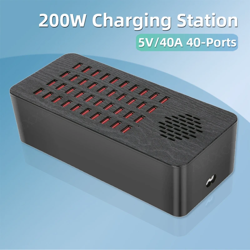 200W Multiple USB Charger Desktop USB Charging Station 40 Ports USB Adapter For iPhone Samsung Xiaomi Phone Charger