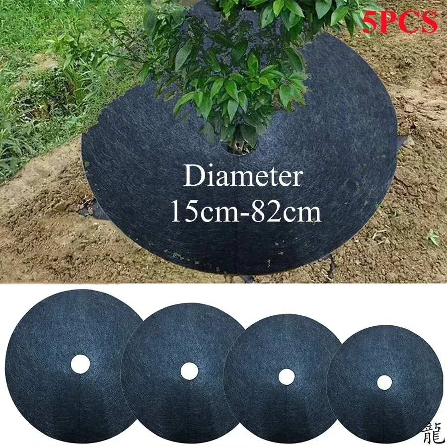 Non-Woven Tree Mulch Ring Weeding Barrier, Protector Mat, Plant Cover, Anti Grass, Gardening Fabric Weed Control, 15cm-82cm