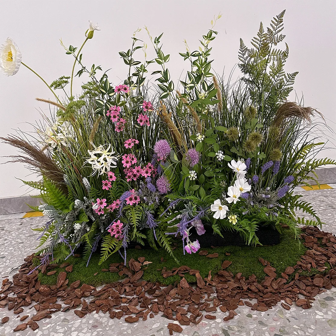 Artificial flower plant soft decoration landscaping large green plant fake flower outdoor garden landscape advanced decoration