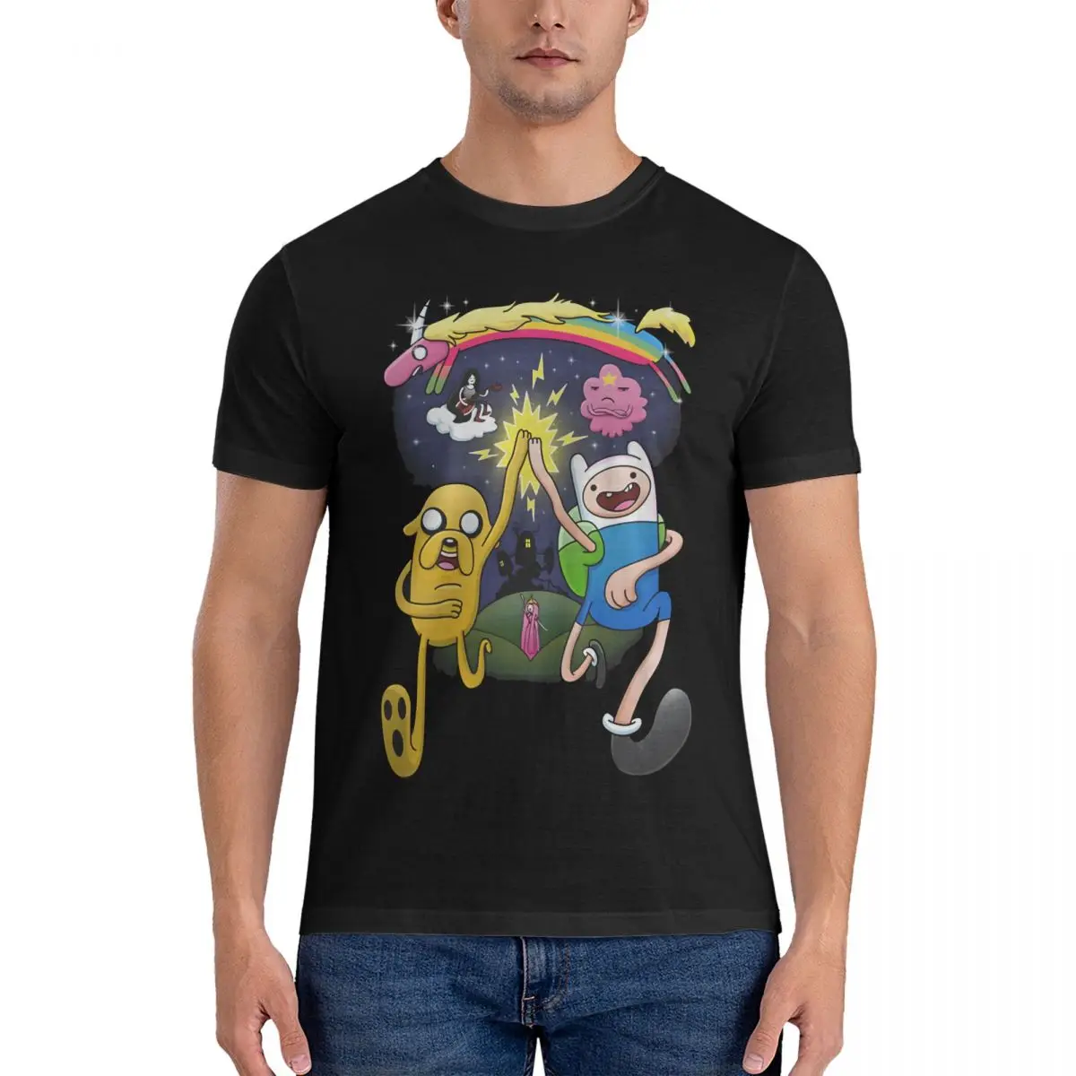 Men's Smart T Shirts A-Adventure Time Cotton Clothing Funny Short Sleeve O Neck Tee Shirt Printing T-Shirts