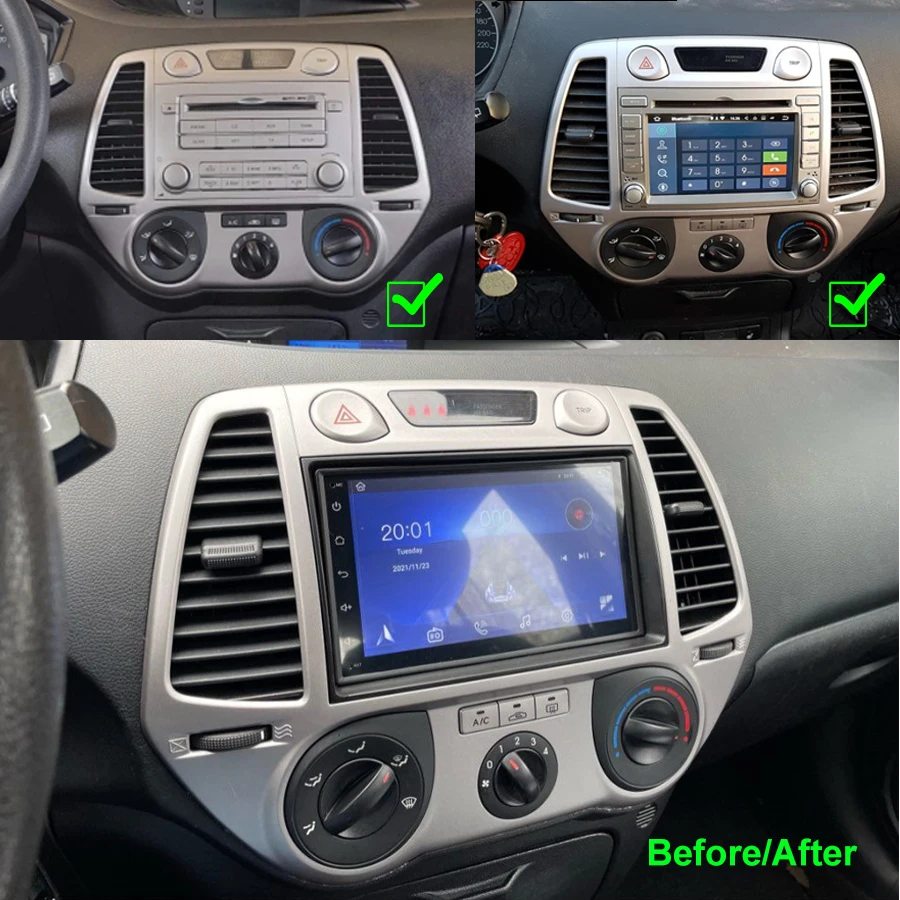 

8GB Ram 128GB Rom 2Din Car Radio Android 14 Multimedia Stereo Player GPS Navigation For Hyundai I20 I-20 2008 With Fascia Frame