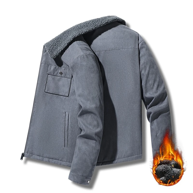 الشتاء سميكة الصوف سترة من جلد الغزال رجال الأعمال عادية يندبروف الدافئة الصوف مبطن سميكة ملابس العمل معطف المألوف الرجالية