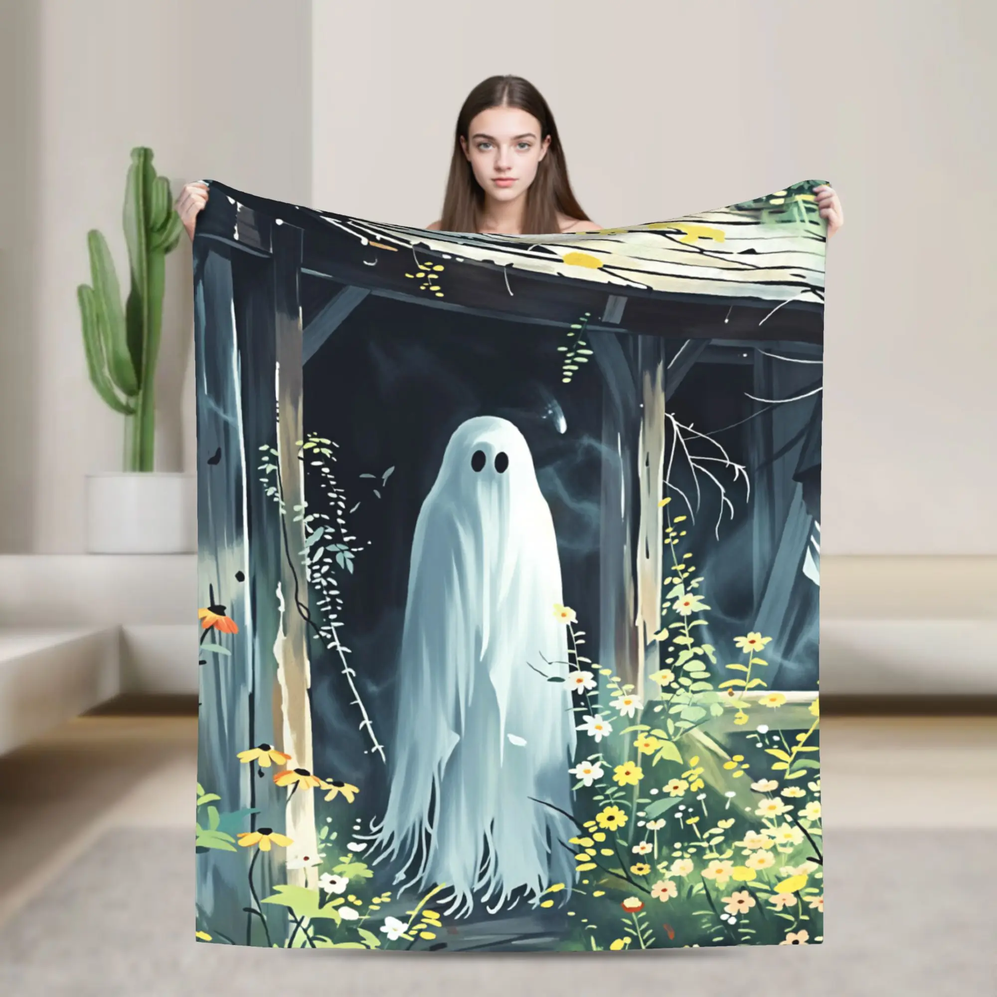 Ghost Diamond Art Warm Comfy Blanket  Fashion Picnic Throw Blanket Couch Bed Flannel Bedspread Sofa Bed Cover