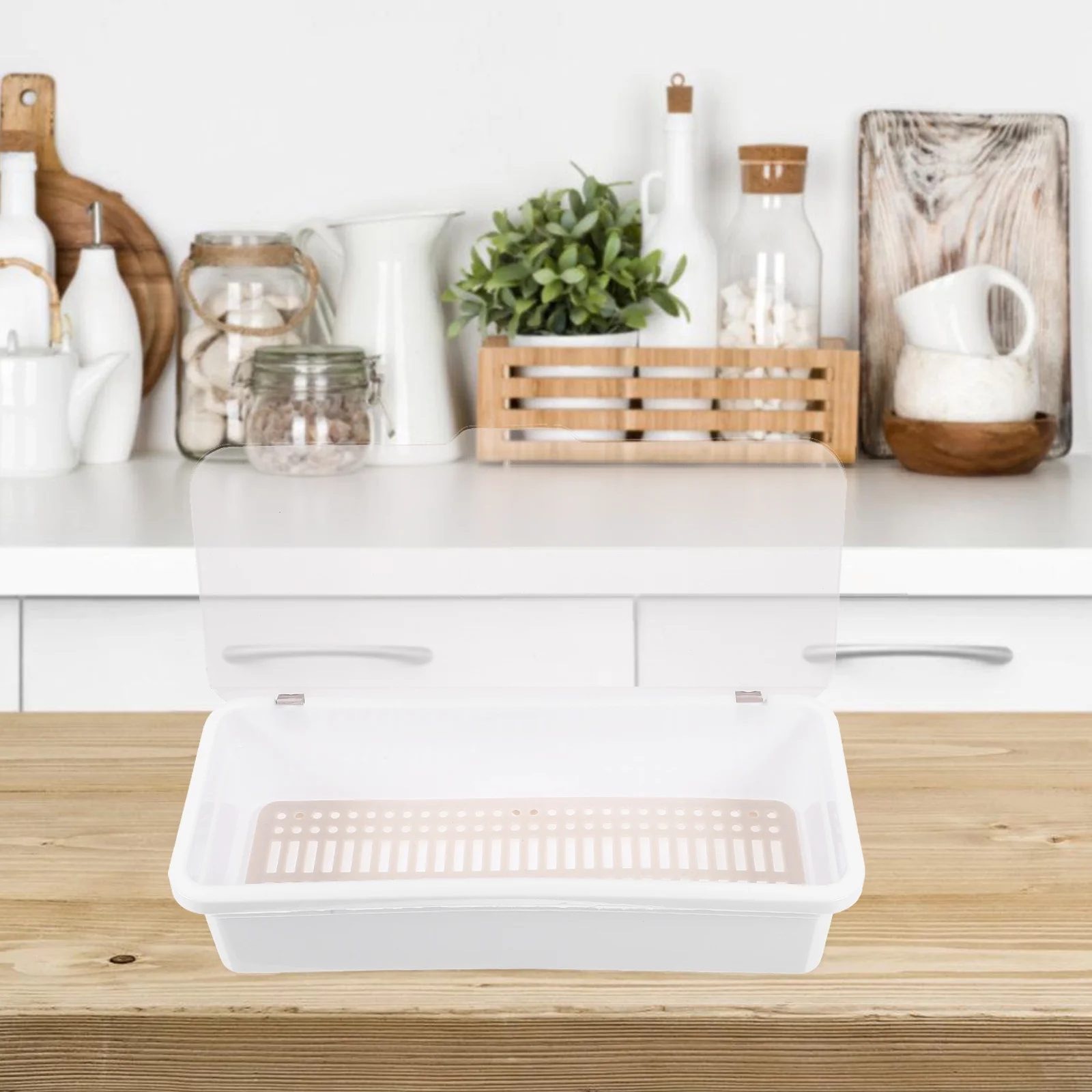 

Plastic Chopstick Holder with Drainage Board Modern Flatware Tray Organizer for Kitchen Drawer Countertop Utensil Container