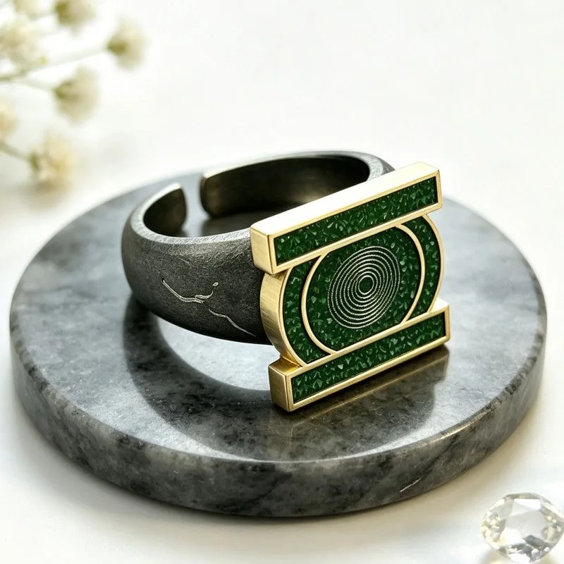 Green Lantern Ring Superhero Metal Adjustable Open Ring Men's Women's Small Gift Vintage Style Fashion Jewelry Accessory