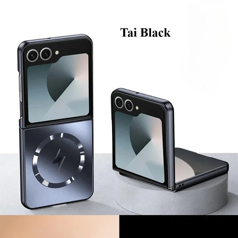 Galvanizado ag fosco fosco magnético caso de carga sem fio para samsung galaxy z flip 7fe 6 5 4 3 fino à prova de gota proteger capa