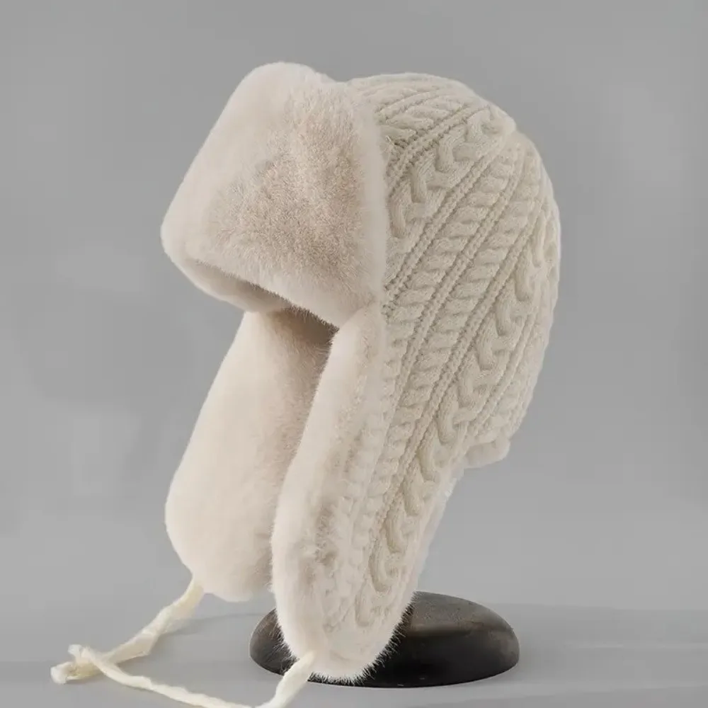 Fashion Warmth Extended Ear Protection Hat Knitted Thickened Hood Cap Cold Hat For Women