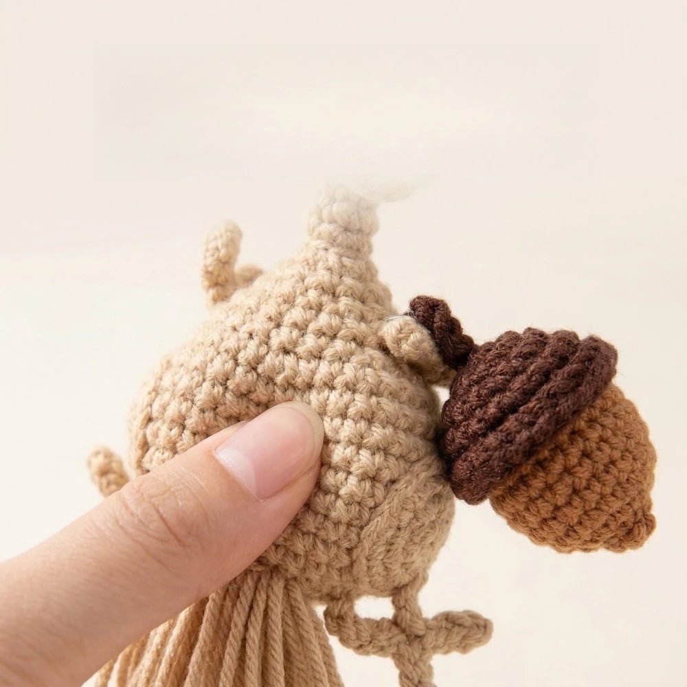 

Handmade Crochet Long Neck Squirrel Figurine Bag Pendant Ornament Fashion Accessory Desk Decor Holiday Gift Collectible Craft