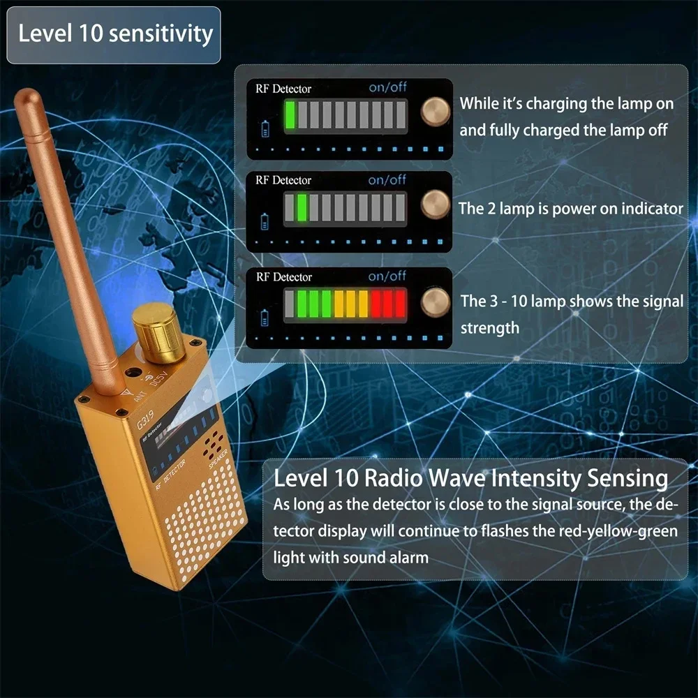 Signal RF sans fil anti-espion, capteurs de graine, traqueur GPS, détecteur d'écoute, anti-écoute électronique, anti-candidat, EAU de caméra, 101