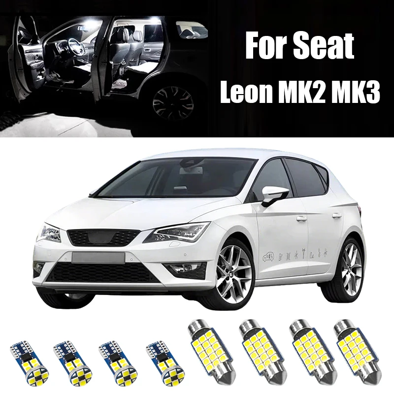 For Seat Leon 2 3 MK2 MK3 1P 5F FR 5F1 5F5 5F8 Car LED Bulbs Interior Lamp Glove Box License Plate Trunk Light Accessories