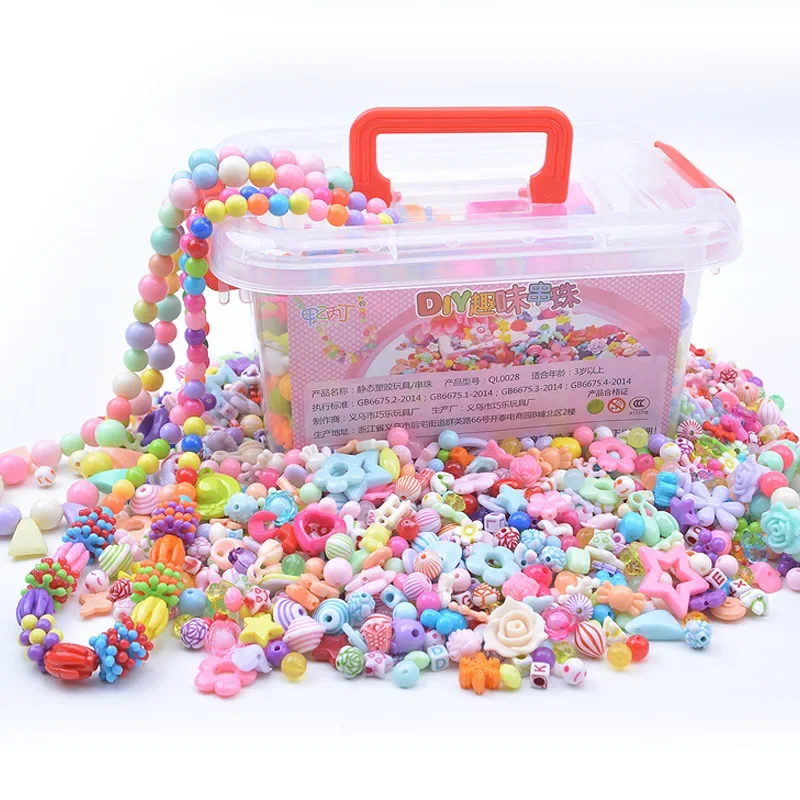 1000Pcs ลูกปัด DIY ของเล่นเด็กกล่องเก็บ Handmade การศึกษาสร้างสรรค์เครื่องประดับสร้อยข้อมือผู้หญิงเครื่องประดับของขวัญของเล่น