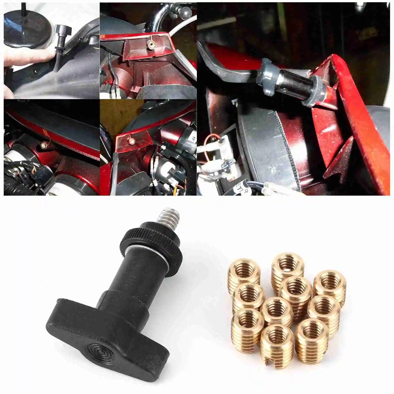 

New Motorcycle Fairing Insert Repair Kit Brass Bolts Screws W/THandle Installation Tool for Batwing Type