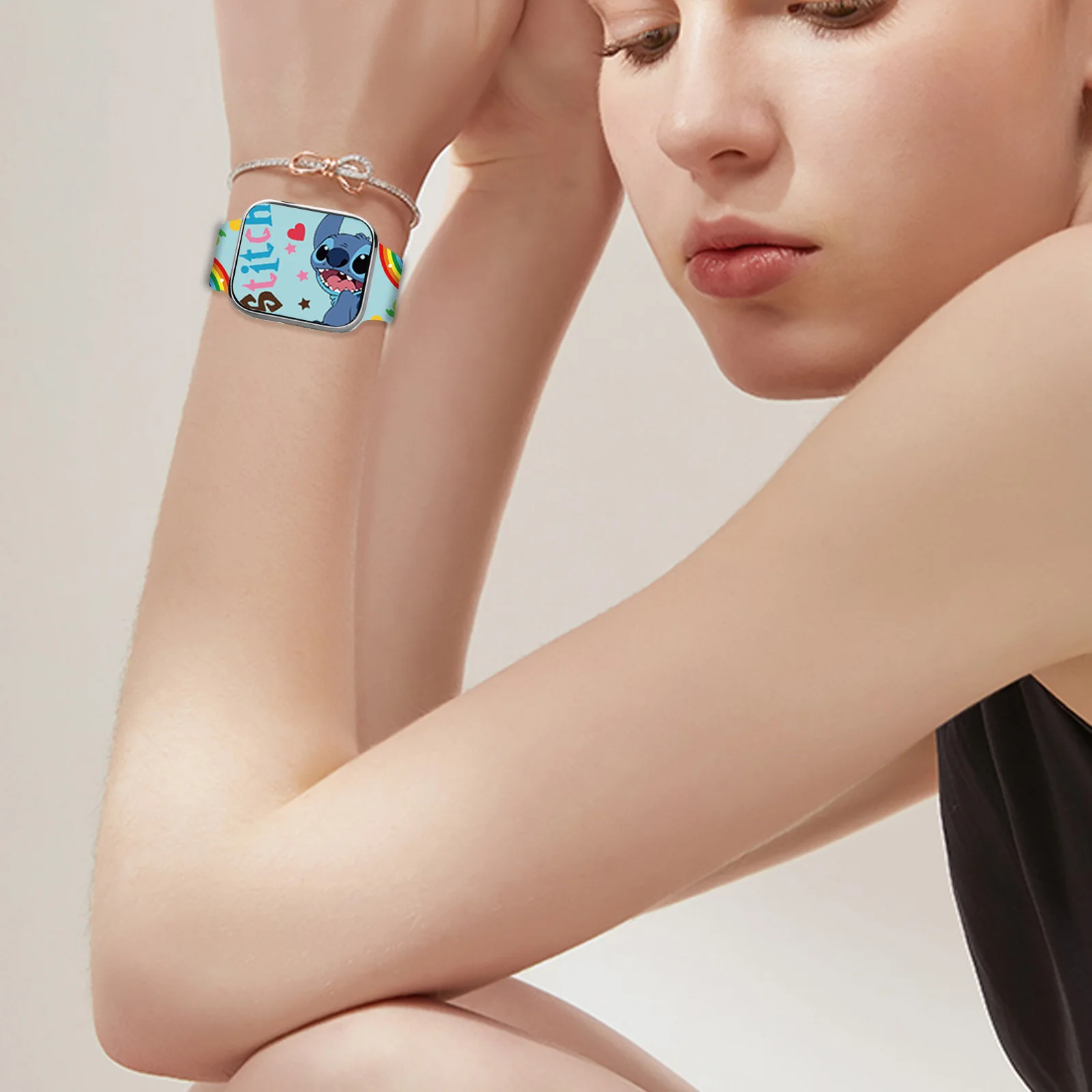 Disney Stitch New Series Bedrucktes Armband für Apple Watch 11 10 9 SE Silikonband Austauschbares Armband für iWatch 46 mm 44 mm 42 mm