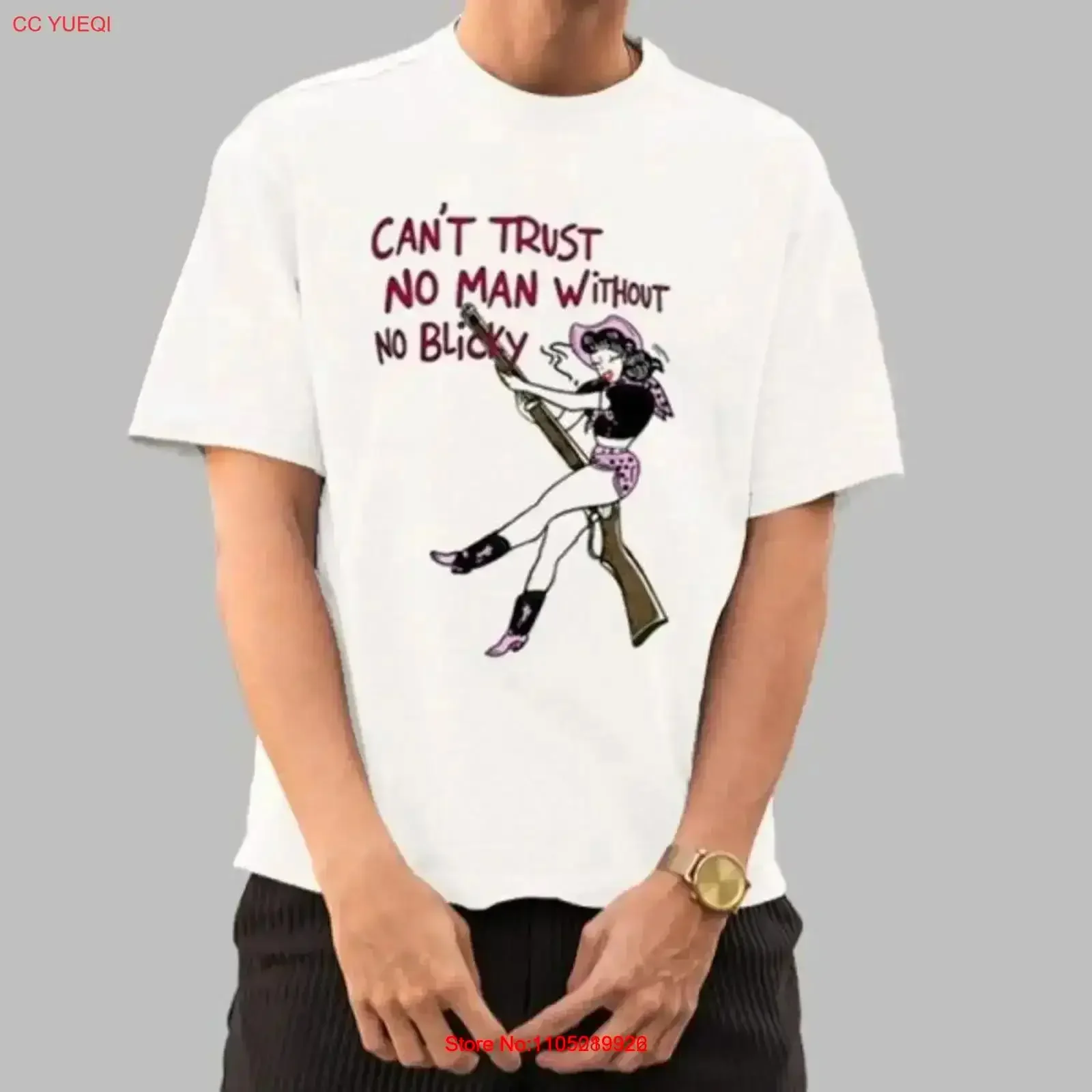 

Iamcleo Can t Trust No Man Without Blicky Shirt 2025 Size S 5XL vintage Washed streetwear Versatile Casual Comfortable vintage