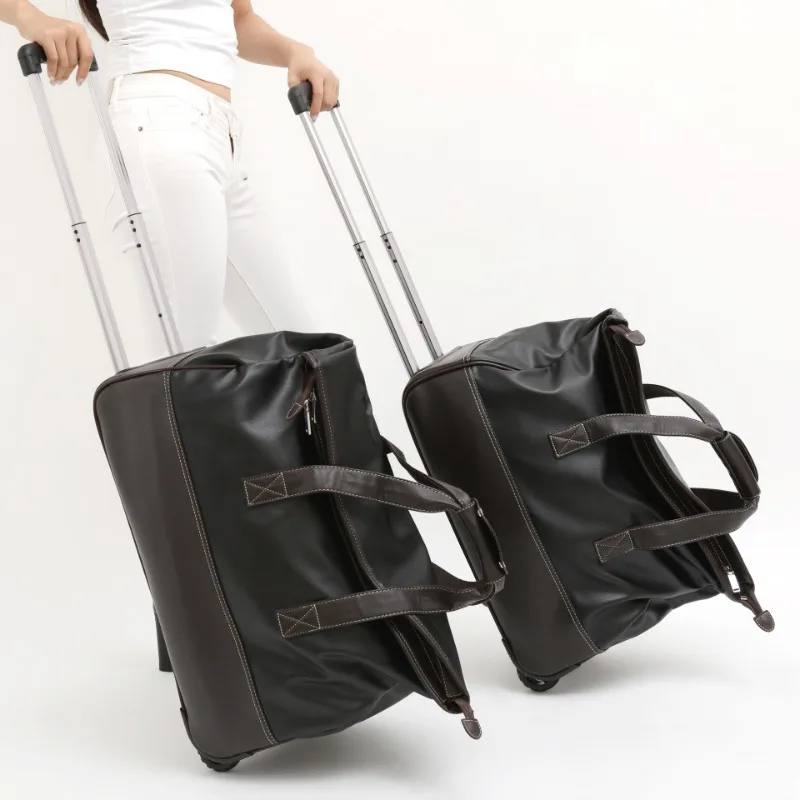 

Travel Trolley bag with wheels Rolling luggage Bags Women Men Suitcase Wheeled bag PU Travel Duffel Cabin Carry on hand luggage