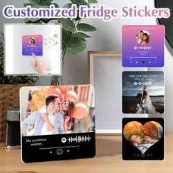 Imán de nevera de música personalizado, imán de refrigerador personalizado con cubierta de álbum de canciones fotográficas, regalo de Navidad acrílico para parejas