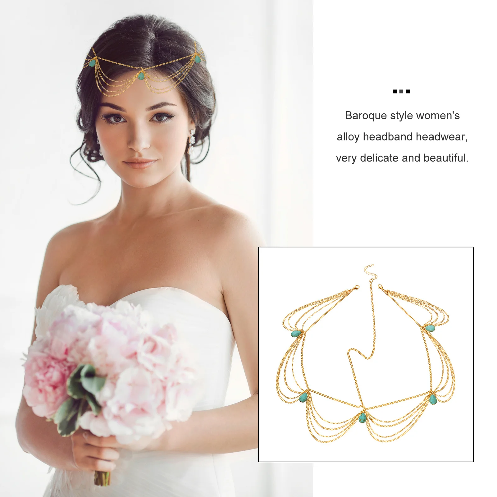 

1Pcs Baroque Alloy Headband Tassels Hair Band Elegant Durable Forehead Chain Wedding Hair Decor Bridesmaid Girls Women Accessory