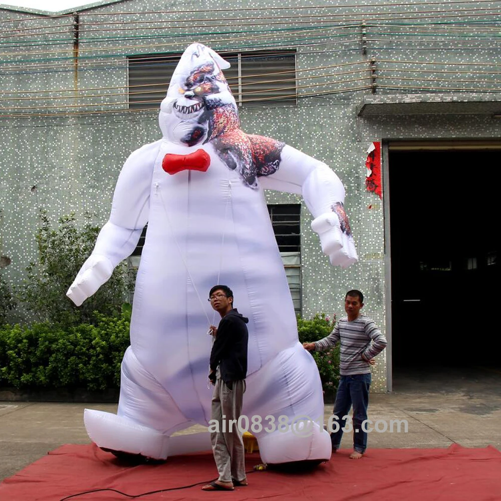 Custom Monster White Inflatable Ghost Advertising Scary Cartoon Mascot For Outdoor Halloween Decoration