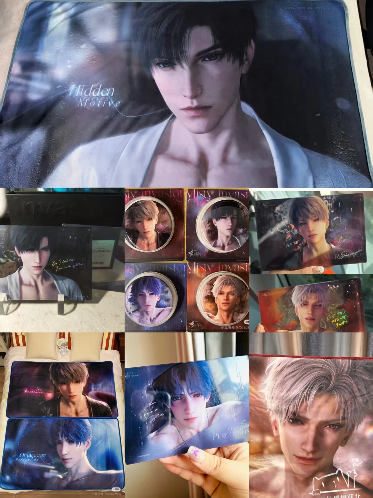 Liefde en Deepspace Misty Invasion Officieel Op Voorraad Zayne Sylus Rafayel Deken Waterrimpel Ornamenten Badge Kaarten Anime Cosplay