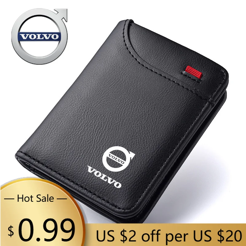 

Колпаки-концентраторы Автомобильная эмблема Мягкий кожаный кошелек Мини-кошелек для кредитных карт Портативный маленький кошелек для Volvo XC60 V50 XC90 V40 XC40 V60 EX30 T