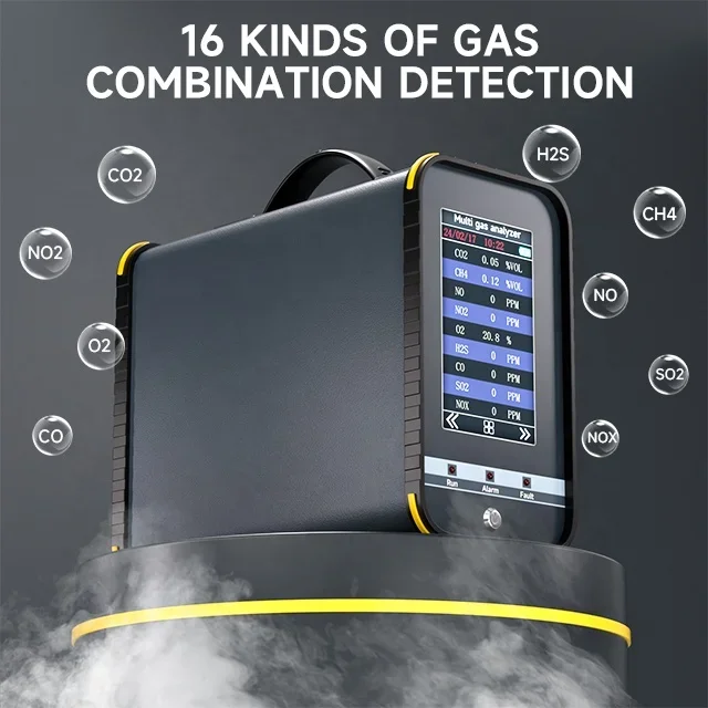 16 in 1 Portable Flue Gas Analyzer,No2 Combustible Argon Ch4 Sf6 Methane Multi Gas Analyzers