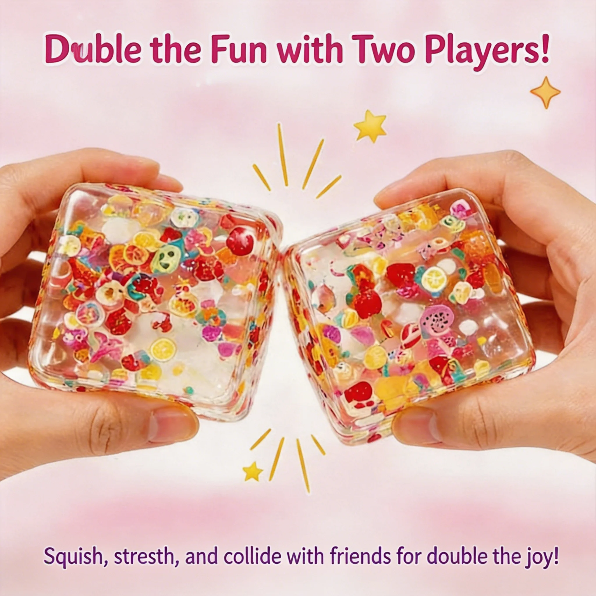 2026 New 5cm Fruit Maltose Cube Squishy Toy Soft Transparent TPR Stretchable ASMR Decompression Toy Prank Decor For Adults - view 3