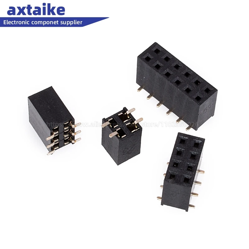 20PCS 2.54mm SMD SMT 2-40Pin Black Double row Female Header Connector 2P 3P 4P 5P 6P 7P 8P 10P 12P 14P 15P 20P 40Pin PCB JST