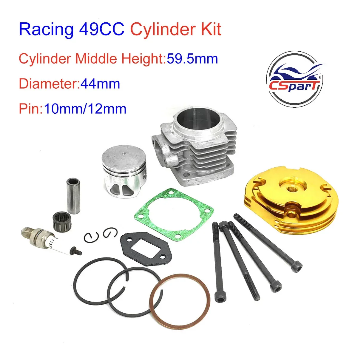 Głowica cylindrów CNC zestaw pierścieni tłokowych 44mm 47 cm3 49CC Mini Moto brud części pitbike