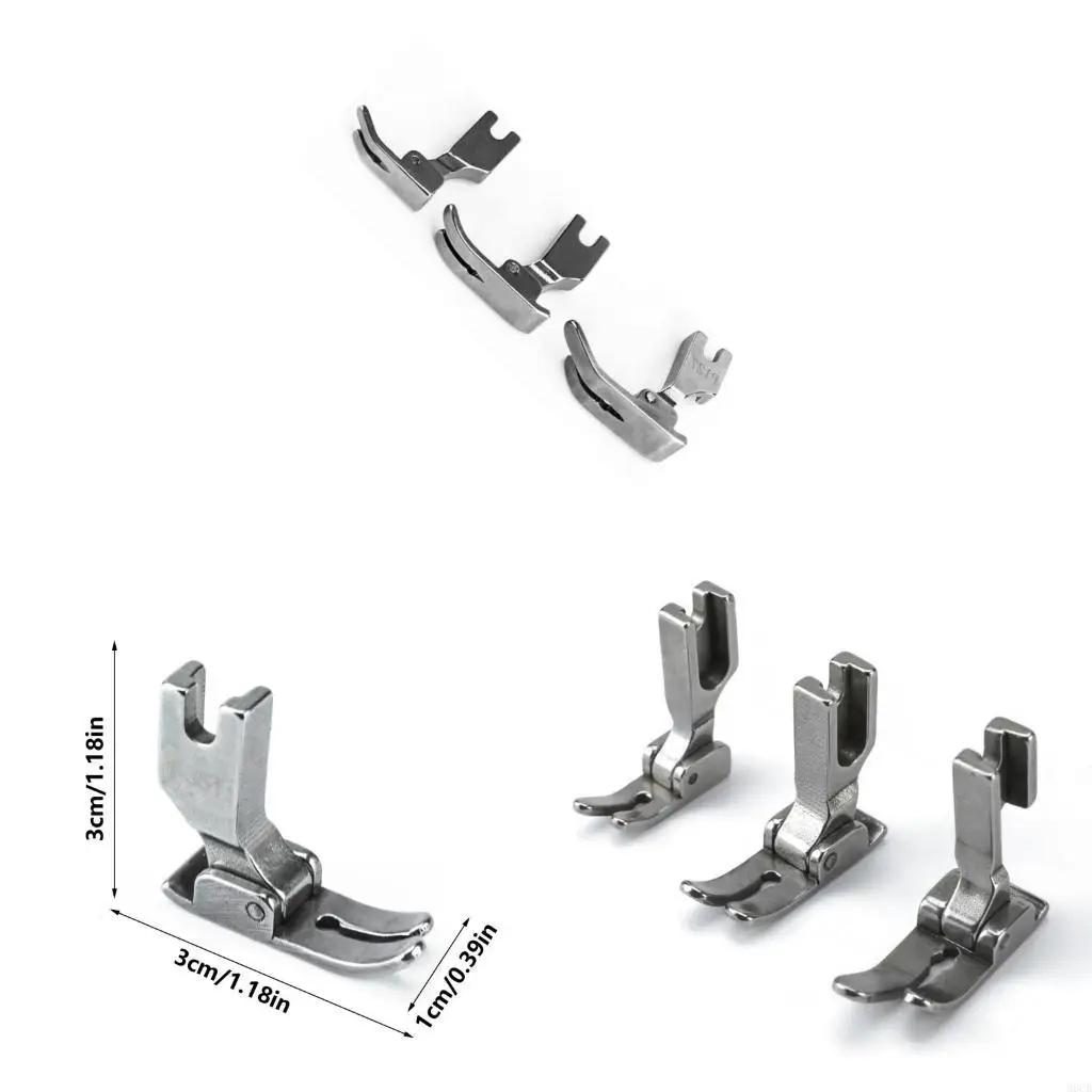 M6CB Pack of 3 Steel Presser Feet Sewing Machine Part for Single Needle Machines