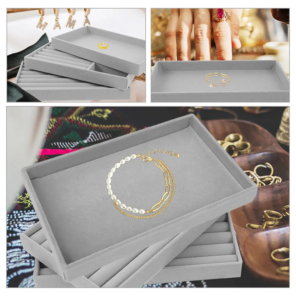 

Набор из 3 фланелевых подставок-органайзеров для украшений: для колец, серег, ожерелий, браслетов. Декор для стола, комода, тумбы.