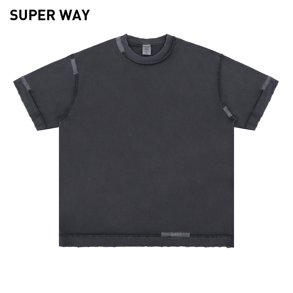 

ОРИГИНАЛЬНЫЙ ДИЗАЙН SUPER WAY, унисекс, хип-хоп, однотонная мужская футболка с короткими рукавами, однотонная уличная одежда Y2K NICHE