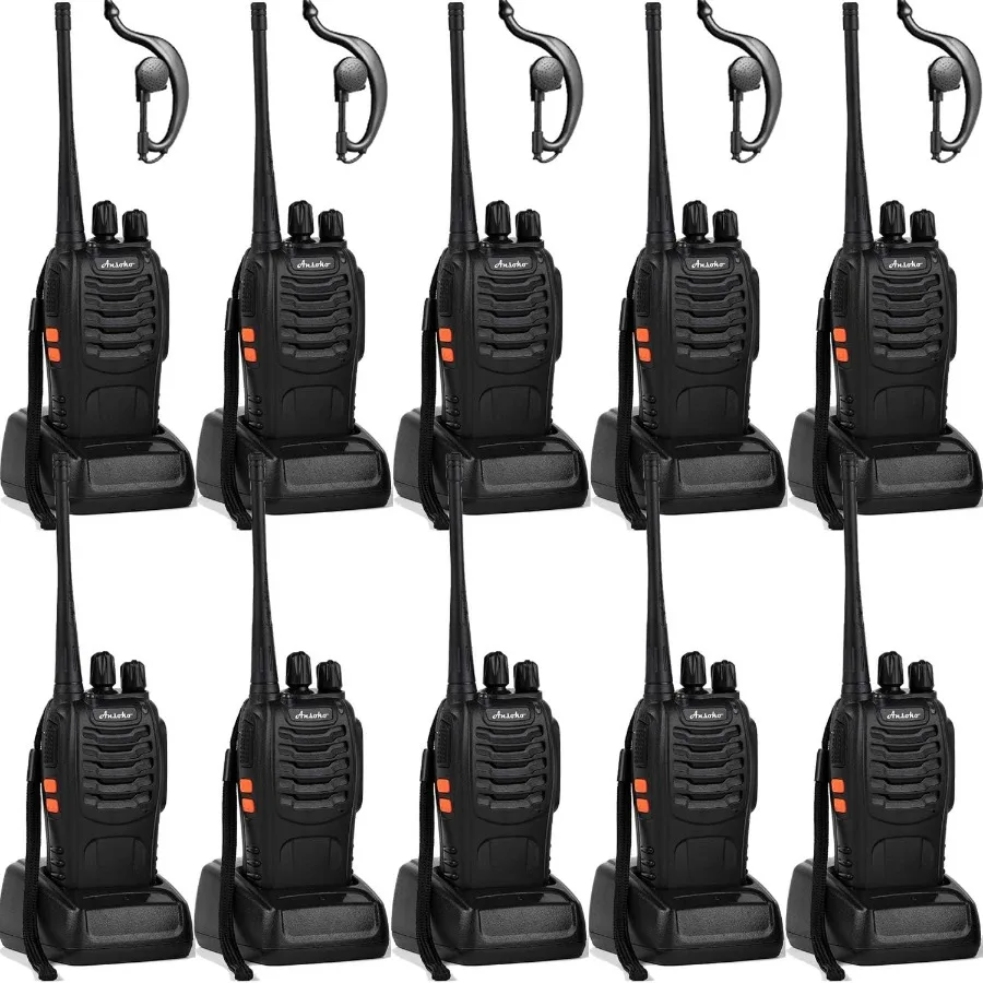 

Рации, 10 шт., перезаряжаемая 2-сторонняя радиостанция дальнего действия, UHF, 16 каналов, с литий-ионным аккумулятором и зарядным устройством, 10 шт.