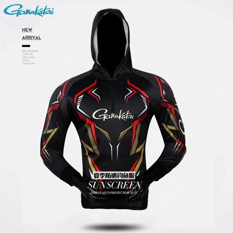 ملابس الصيد طويلة الأكمام الصيف التجفيف السريع الملابس تنفس المضادة للأشعة فوق البنفسجية حماية الشمس التي شيرت مقنعين قميص الصيد