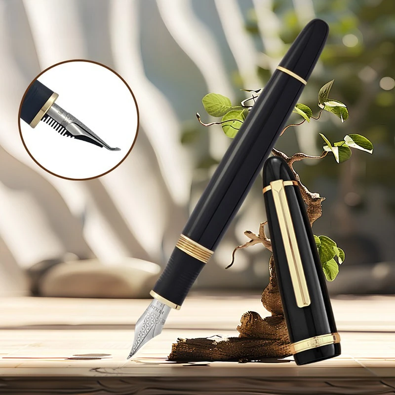 PK Hongdian Pen White Resin Fountain Pens Flex Nib Bent Curved 1.5mm Tip Calligraphy Ink Pen Practice Outdoor Travel Writing