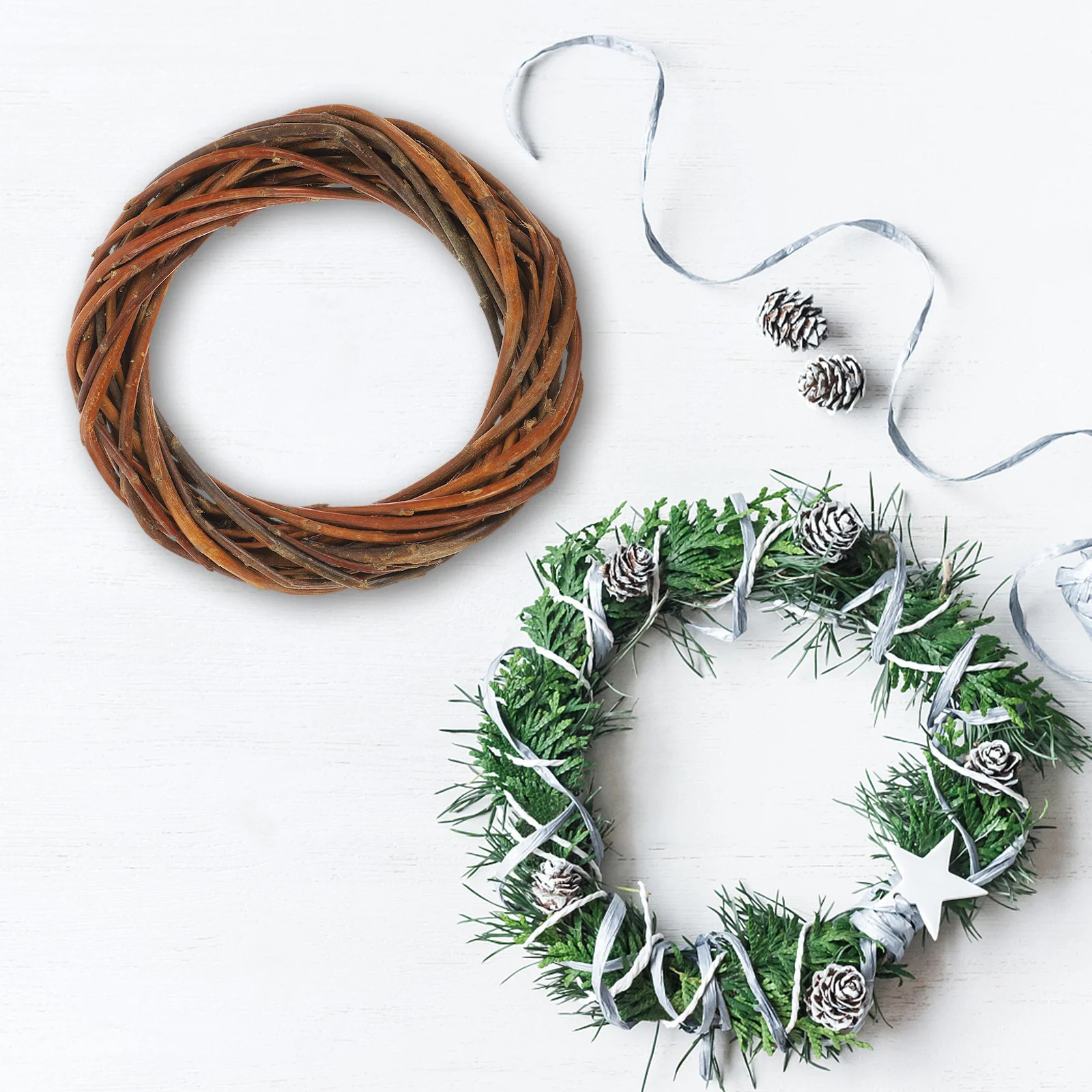 

Natural Material Wicker Wreath Round Frame DIY Circle for Christmas Wedding Door Wall Decoration Wicker Wreath
