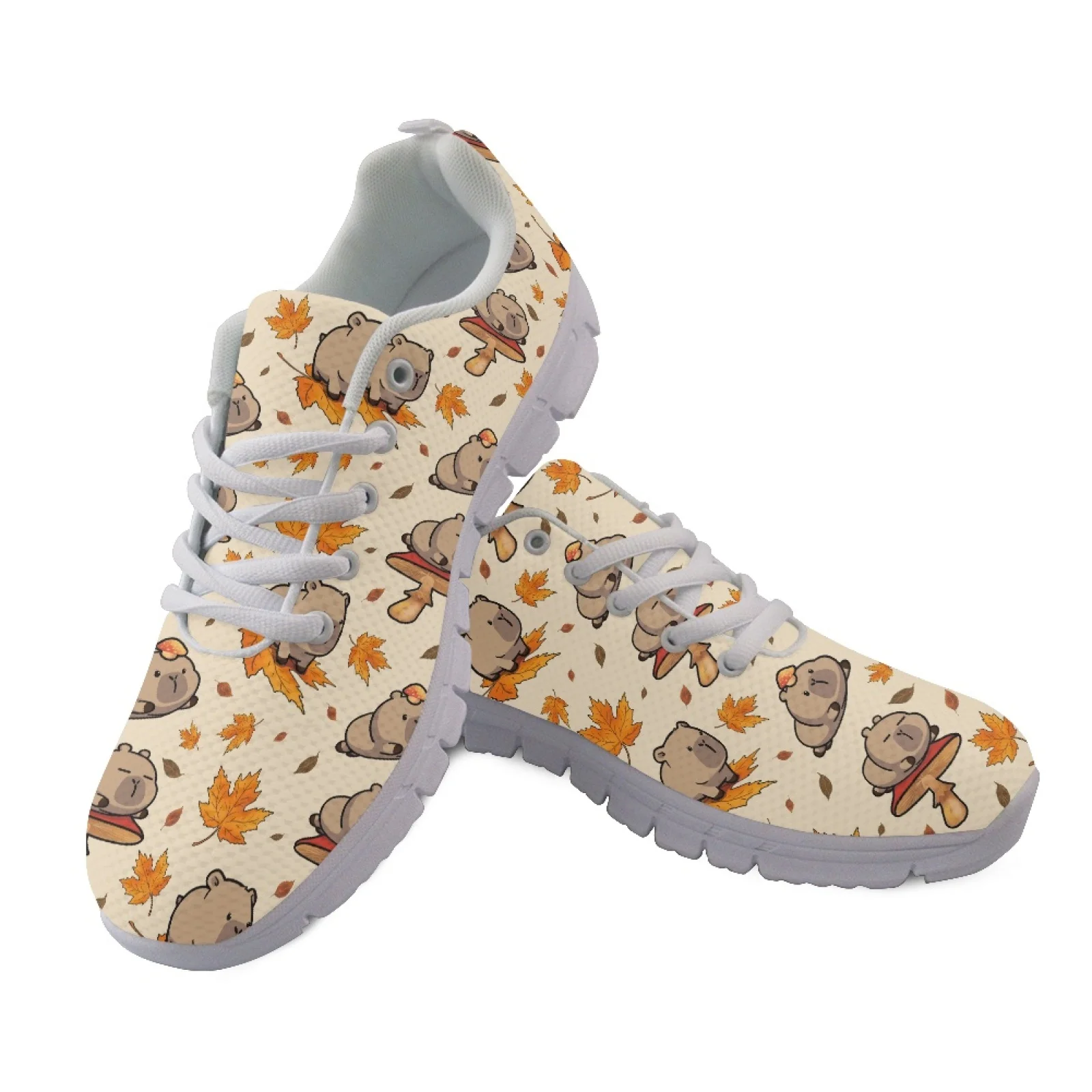 Coloranimal Capybara Maple Leaf Fitness Shoes Sports Tennis Shoes for Men Breathable Athletic Sport Shoes