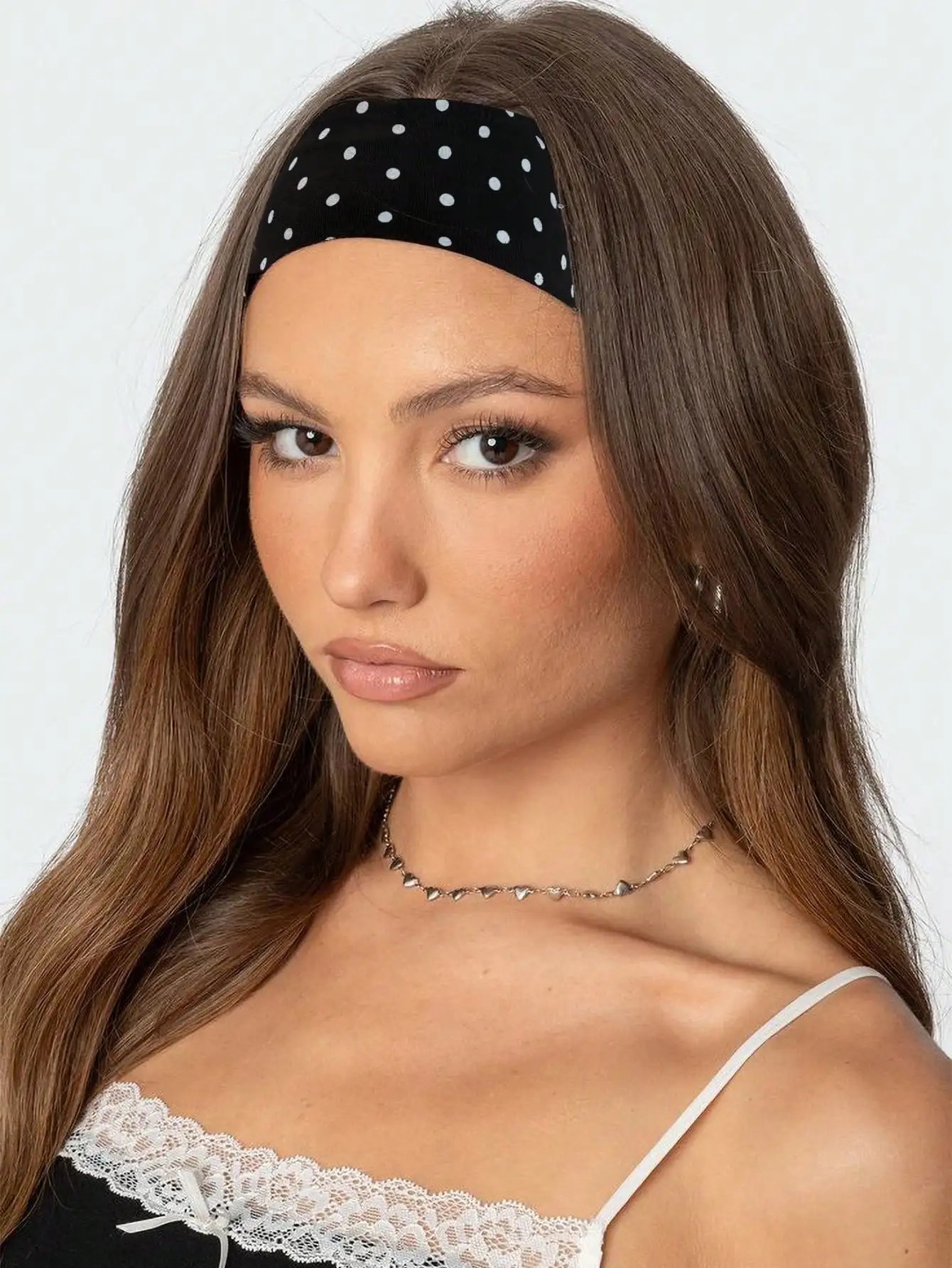 

1 шт. женская эластичная спортивная повязка на голову с принтом в горошек, впитывающая пот, для йоги, бега, фитнеса, повседневного использования