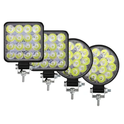 48W Car LED Bar Worklight MINI 16SMD Round Square Work Light 12V 24v Auto Light Fog Lamp off Road for ATV SUV Spotlight