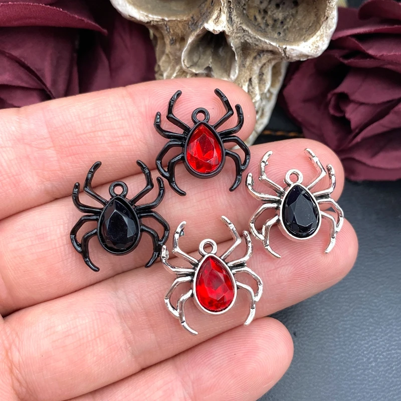 10pcs Blood Red Spider Pendant Gothic Tarantula Pendant, Wiccan, Witchy, Creepy Cute, Halloween,Handcrafted Jewelry Accessories
