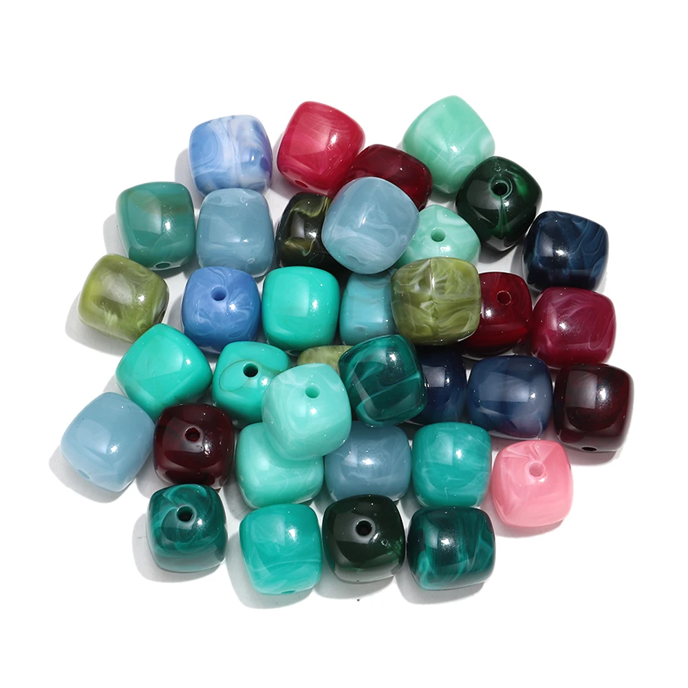 10 Stück Marmorfarbene Acryl-Perlen, 16x17mm, quadratische Würfelform, lose Abstandsperlen für DIY-Schmuck, Armbänder, Halsketten, Ohrringe, Zubehör – Detail 10