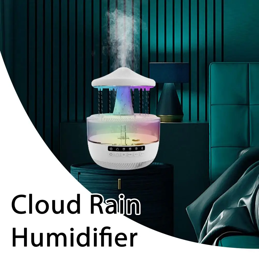 多機能-bluetooth-スピーカー加湿器風景キノコ睡眠雨アシスト雰囲気形の雲ライト加湿器付き-k6r1