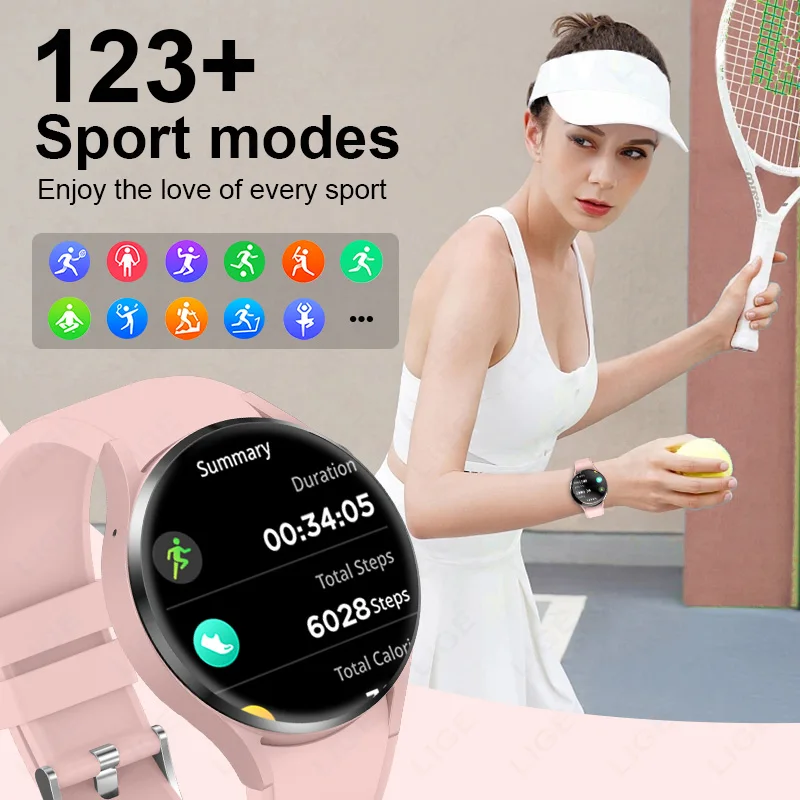 LIGE 466*466 Amoled Screen Smart Watch For Men Women IP68 Waterproof Watches Wireless Bluetooth Call Sports Trackers Smartwatch