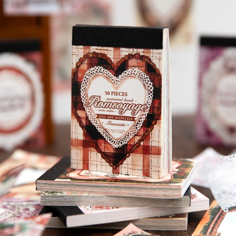 50Pcs/Back Material paper Romantic Journey Series Base Handmade Decorative Paper Supplies Hand Booklets Collage Daily Decoration