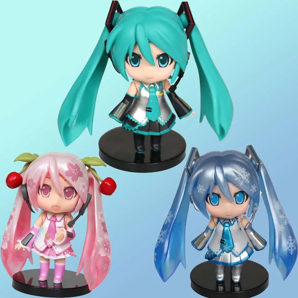 Anime New Hatsune Miku Figure Mini Character Ornaments Kawai Pink Green Hatsune Home desk Decoration Adult Toy kid Birthday Gift